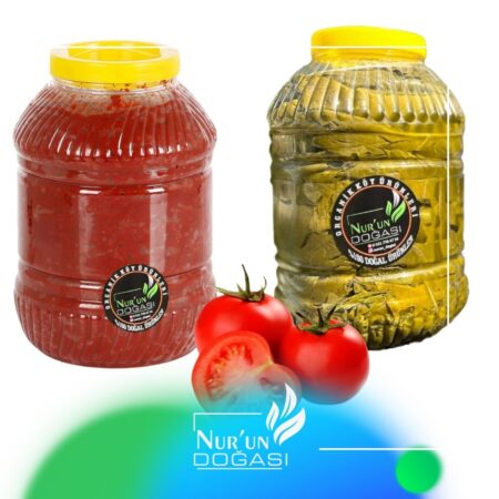 Sultani üzüm yaprağı salamurası 5 KG + Güneşte pişme domates salça 5 kg